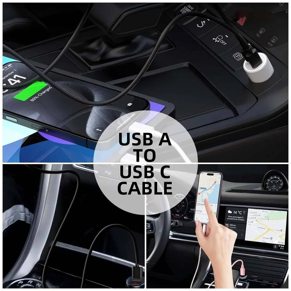 6FT Car Charger USB A to C Cable for iPhone‎ 15/Pro Max/Plus